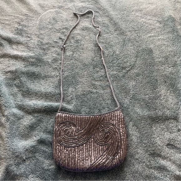 Elegant Gray Beaded Women's Bag - Picture 2 of 6